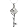 Sterling Silver Filigree Key Pendant, 18"