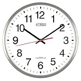 HTAWI HAA-1302M 13 Inch Brushed Steel Analog Atomic Wall Clock