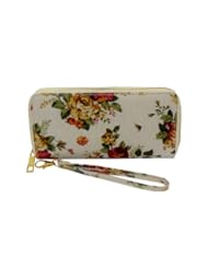 Shoes: Cute White Floral Zip Around Wallet Wristlet for Women - Checkbook, Organizer, Large