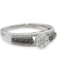 10k White Gold Black and White Diamond Ring (1/2 cttw, I-J Color, I2-I3 Clarity)