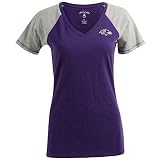 Women's Antigua Baltimore Ravens "Energy" V-Neck T-Shirt Medium