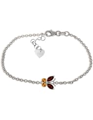 14k White Gold Garnet and Citrine Butterfly Bracelet