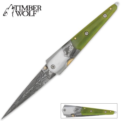 Timber Wolf Green Bone Mosaic Ladder Pocket Knife Timber Wolf Green Bone Mosaic Ladder Pocket Knife