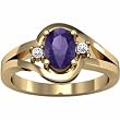 14K Yellow Gold Amethyst and Diamond Ring