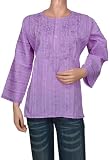 Indian Party Wear Womens Clothing Cotton Kurta Blouse with Chikan Embroidery Work size M