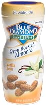 Blue Diamond Natural Oven Roasted Almonds Vanilla Bean, 8-Ounce Jars (Pack of 6)