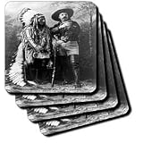 Sitting Bull and Buffalo Bill 1895 Black and White - Set Of 8 Ceramic Tile Coasters