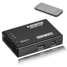 Duronic [HRS1031] 3 Port HDMI Auto Switch Box plus Remote - 3x1 HUB (3 way input 1 output) 1080p Full HD Switcher