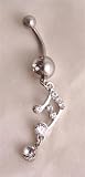 Navel bar dangle diamante design Musical Note design surgical steel 316L