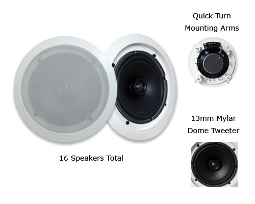 Visonik VR652-16PKG (16) 150 Watt 6.5 In-Wall/Ceiling Home Speakers