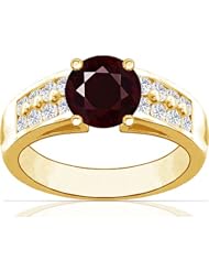 18K Yellow Gold Round Cut Ruby Ring With Sidestones