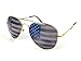 Goson American Flag Mirror Aviator Novelty Decorative Sunglasses (Silver/Gold Combo in Black Gift Box)