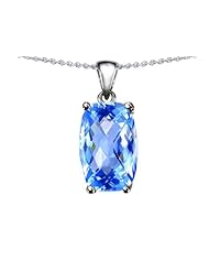 Tommaso Design (tm) 8x6mm Cushion Octagon Cut Genuine Blue Topaz Pendant