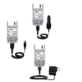 Deluxe Kit for the PalmOne Treo 300 includes a USB cable with Car and Wall Charger - Gomadic Brand w/ TipExchange Technology