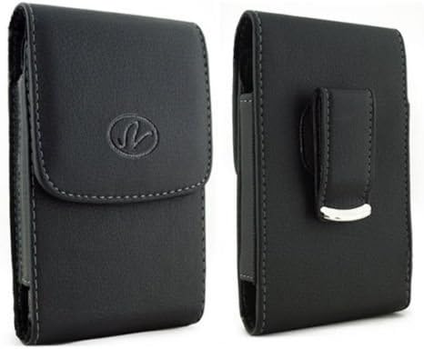 [A4T]Black Vertical Leather Belt Clip Swivel Case Pouch Cover for CAT B15 NEW!
