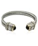 Designer Inspired Black Onyx Rhinestone Cable Bangle Bracelet Fashion Jewelry