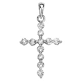 Sterling Silver 1/3 ct. Cubic Zirconia Cross Pendant with Chain