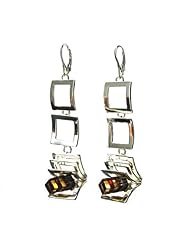 Honey Amber Sterling Silver Leverback Earrings