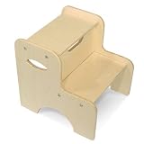 Natural Finish Kid's Two Step Stood With Storage