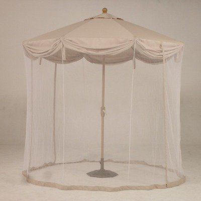 9' x 8' LED Light Scallop Market Umbrella with Netting