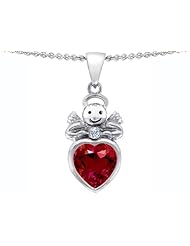 Original Star K (tm) Love Angel Pendant with 10mm Created Ruby Heart in .925 Sterling Silver