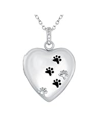 ASPCA TenderVoices Diamond Paw Print Heart Locket 1/20ctw