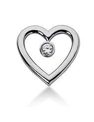 14K Gold Bezel set Diamond Heart Solitaire Pendant (0.25 cttw, F - G Color, SI2 Clarity)