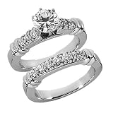 0.50 Ct Diamond Engagement Ring Bridal Set Round Cut 14k White Gold