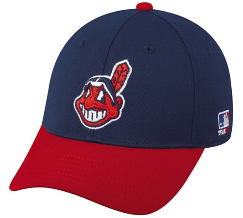 MLB BAMBOO Flex FITTED Med/Lg Cleveland INDIANS Home Navy/RED Hat Cap