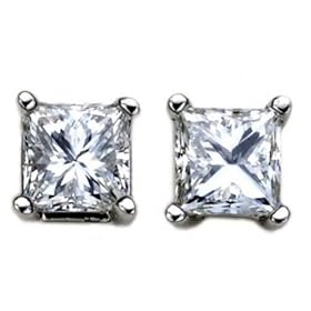 18k Gold, Princess-Cut, Diamond 4-Prong Stud Earrings (1/2 cttw, H-I Color, SI1-SI2... by