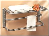 Satin Nickel Hotel Towel Train Rack Shelf - Double Bar