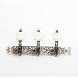 DJ200AB-P5I TENOR Classical Guitar Tuners Professional Tuning Key Pegs/Machine Heads for Classical or Flamenco Guitar in Antique Brass with Ivory Colored Buttons.
