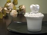 Glass Candle w Hearts Top w Clear Stones (Set of 12)