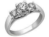 Diamond Anniversary Three Stone Ring 1 Carat (ctw) in 14K White Gold