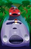 Wallmonkeys Peel and Stick Wall Decals - Sports Cars Racing on Rural Road - Removable Graphic