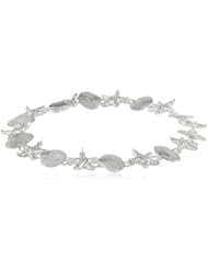 Sterling Silver Starfish and Sand Dollar Link Bracelet, 7"