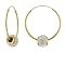 Gold Over Silver Crystal Ball Hoop Earring - White