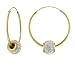 Gold Over Silver Crystal Ball Hoop Earring - White