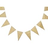 My Mind's Eye Vintage Style Mini Triangle Flag Banner, 10 Feet Long, Gold