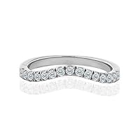 0.22CT Diamond 14K White Gold Diamond Curved Wedding Band Wrap