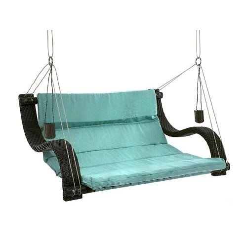 Outdoor Woven Wicker Ocean Blue Double Hanging Chair