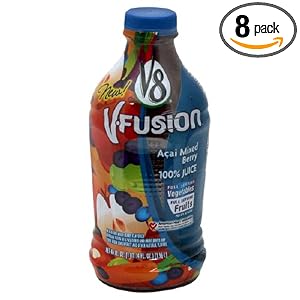 V8 Fusion Juice, Acai Mixed Berry, 46-Ounce Bottles (Pack of 8)