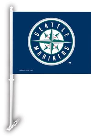 Seattle Mariners MLB Car Flag With Wall Brackett