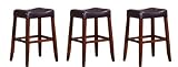 Saddle Back Espresso Bar Stools Set of Three 29 Wooden