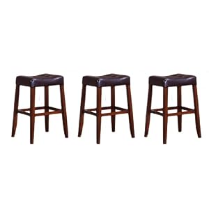 Saddle Back Espresso Bar Stools Set of Three 29