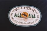 Moose Welcome Wildife Pine Cones Cabin Decor Oval Jute Rug