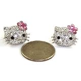 Small Hello Kitty Necklace w/ Crystal 1/2 Pendant & Pink