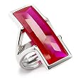 Women's Solitaire Ruby Color Cubic Zirconia Rhodium Ring,Size: 5-9 Sterling Silver .925
