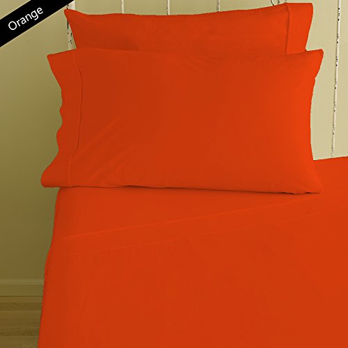 New "Orange" 4 PCs Sheet Set, 30 Inch Deep Pocket, 1000 TC Egyptian Cotton, California King Size Solid