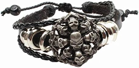 CSG Punk Rock Skull Rope Pu Leather Bracelet